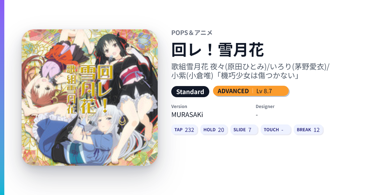 回レ！雪月花 [Standard ADVANCED] - DXRating